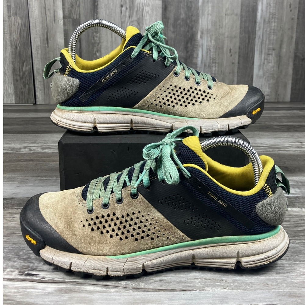 Danner Trail 2650  Women 8 Hiking Shoes Gray Blue Yellow 61283 Vibram